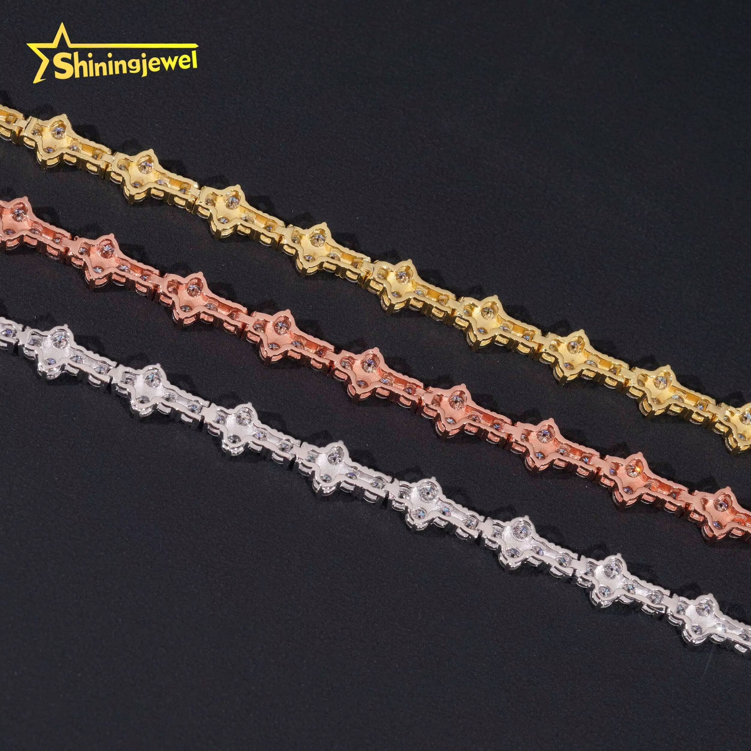 Pass Diamond Test VVS Moissanite Cross Tennis Bracelet S925 Gold Plated Hot Sale Luxury 3mm Moissanite Hip Hop Jewels