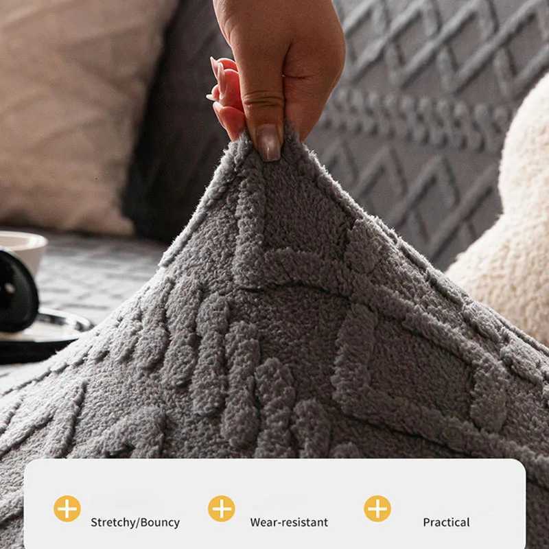 High Elasticity Solid Jacquard Sofa Cover Warm Home Accessories for Autumn and Winter Anti Slip and Dustproof Couch Cushion C251028
