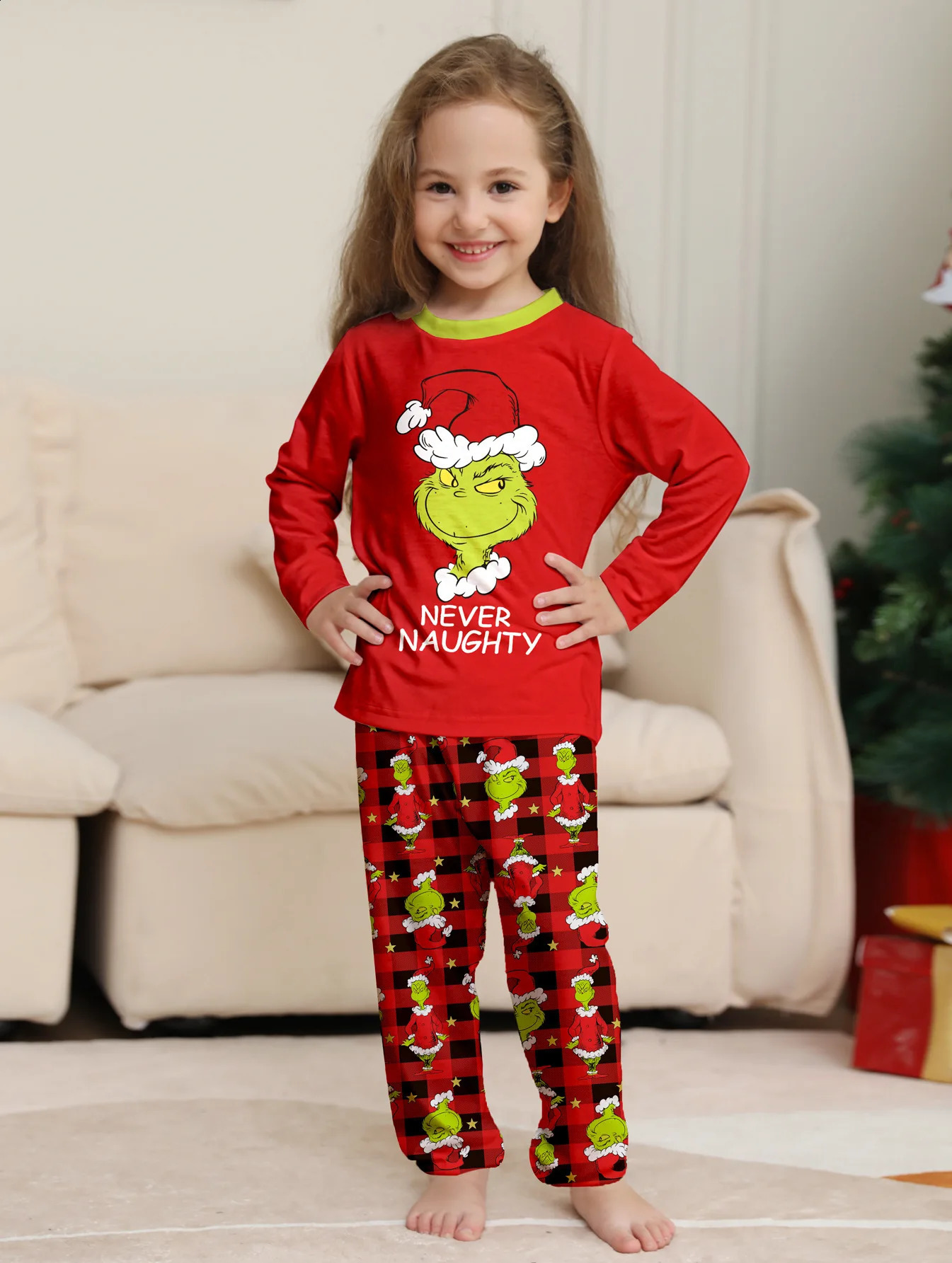 Christmas Family Matching Pajamas Set Little Monster Print Parentchild Outfits TopStripe Pants Xmas Sleepwear Baby Jumpsuit 251023