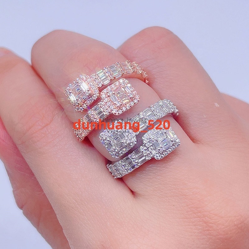 Ready to Ship New Design Iced Out Vvs Lab Diamond Moissanite baguette Diamond Ring