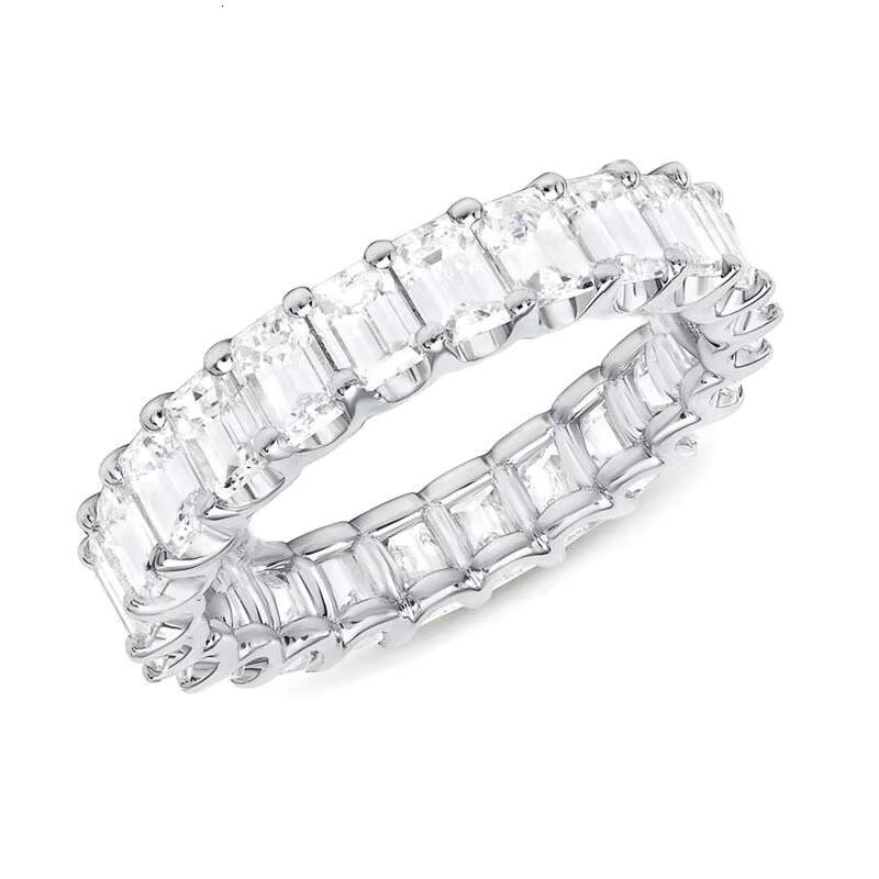 GRA VVS D Color Moissanite Ring Engagement Eternity Band Ring Women 35 Radiant Emerald Cut S925 Silver Wedding Rings