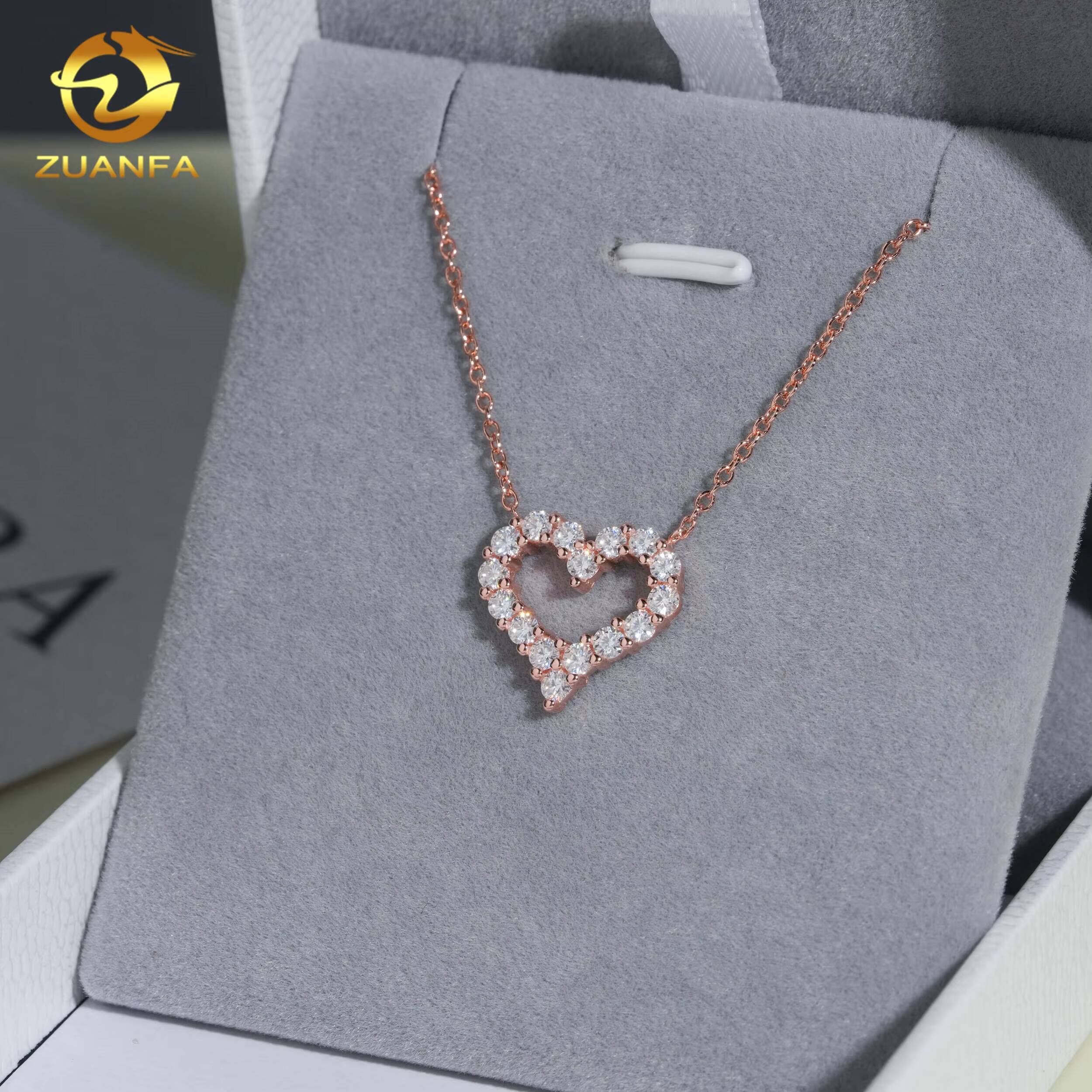 D Color VVS Miossanite Diamond Fine Jewelry Sterling Silver 925 Miossanite Custom Heart Pendant