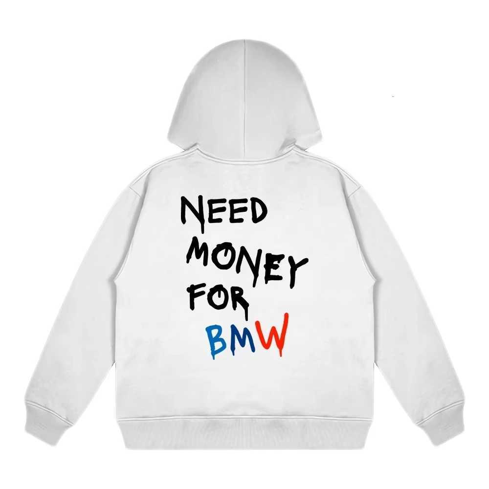 Mens and Wens Streetwear Hoodies Need Mey BMW Mens and Wens Autumn and Winter Mens Sweaters Trend Loose Fi Y251028