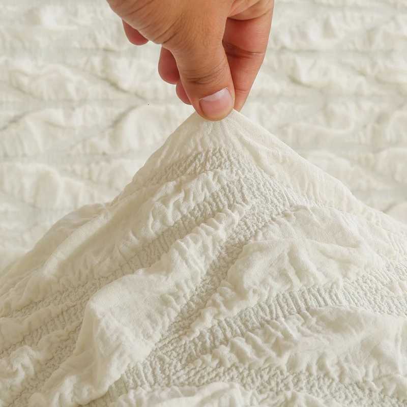 Stretchable Seersucker Sofa Cover Bubble Grid Design Washable Durable Easy Fit with Skirt Furniture Protector for Living Room C251028