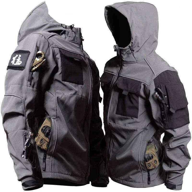 Tactical Jackets Men Military Soft Shell Waterproof Windproof Hooded Jacket Outdoor Functional Uniforms Multi-Pockets