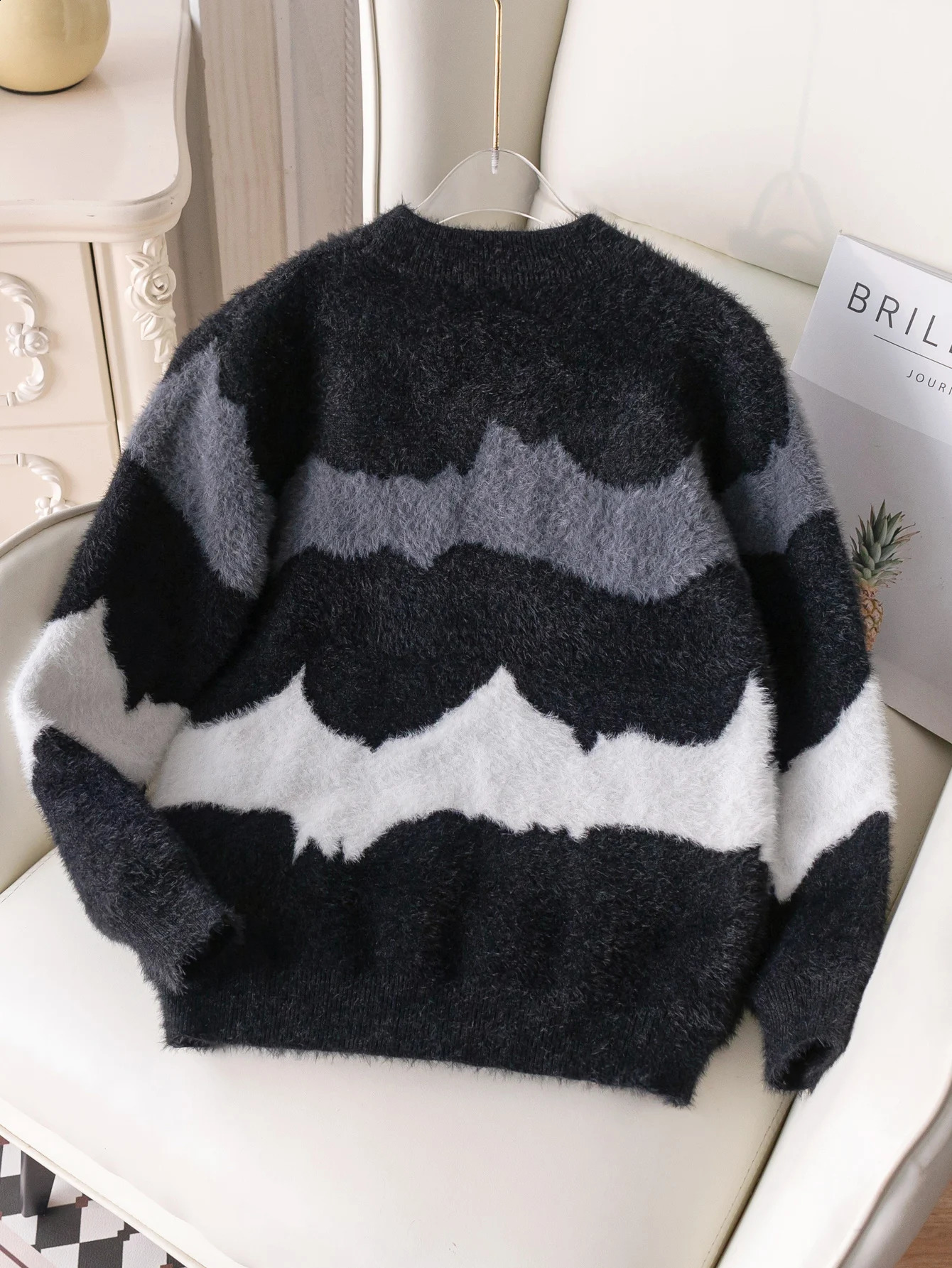 Boys street style striped sweater knitted pullover suitable for daily leisure in spring autumn and winter 251027