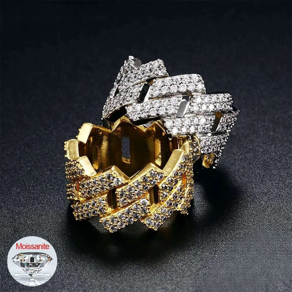 Men Trendy Moissanite Rings S Sterg Sier Good Quality Bg Ice Out Hip Hop Punk Ring Cuban k Finger Jewelry