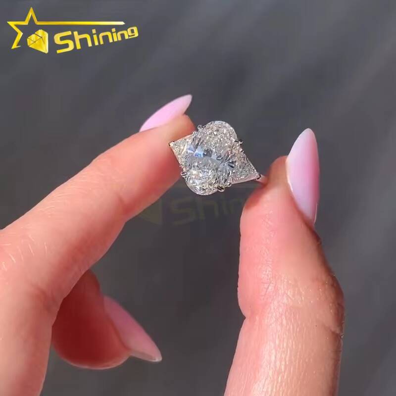 Custom CVDHPHT Emerald Lab Diamonds Luxury 14K Real Gold Emerand Cut Band Moissanite Diamonds WeddingEngagement Rings