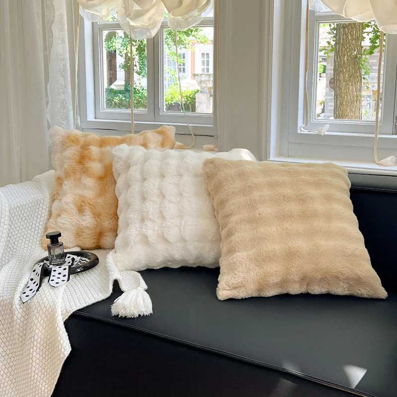 Pillow Case 50cmx50cm Modern Black White Throw Cover Light Luxury Retro Waist Cushion Cover Living Room Sofa Fluffy case C251028