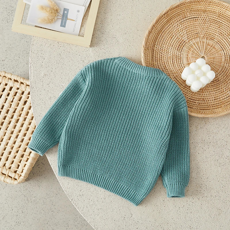 Suefunskry born Baby Girl Boy Knitted Long Sleeve Autumn Winter Sweater Solid Loose Pullover Casual Tops Kids Clothes 3M5Y 251027