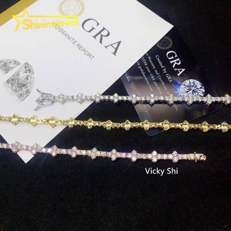 Hot Selling 925 Silver 3mm VVS Moissanite Cross Tennis Bracelet Fine Jewelry Iced Out Men Women Moissanite Bracelet