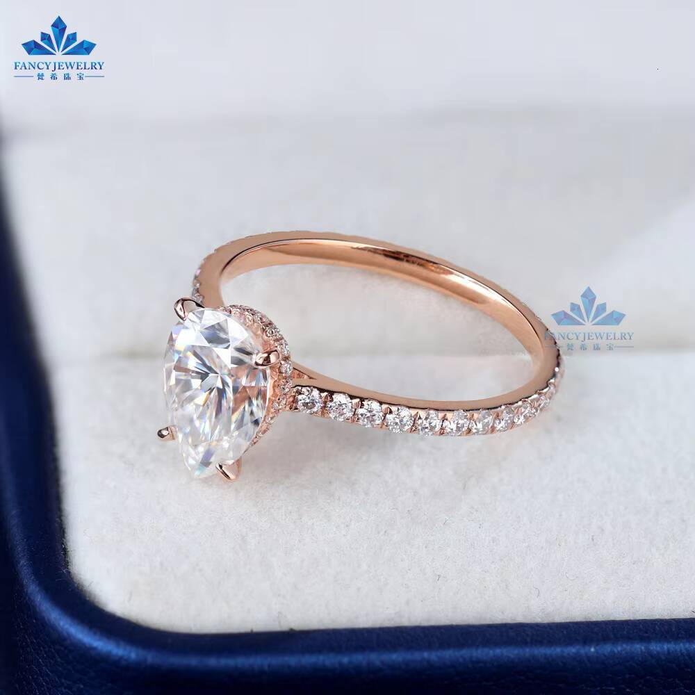 Lab Ceate Diamond Ring 14k Gold 2ct Pear Cut Moissanite Diamond Ring Ladies Wedding Band Engagement Ring Diamond