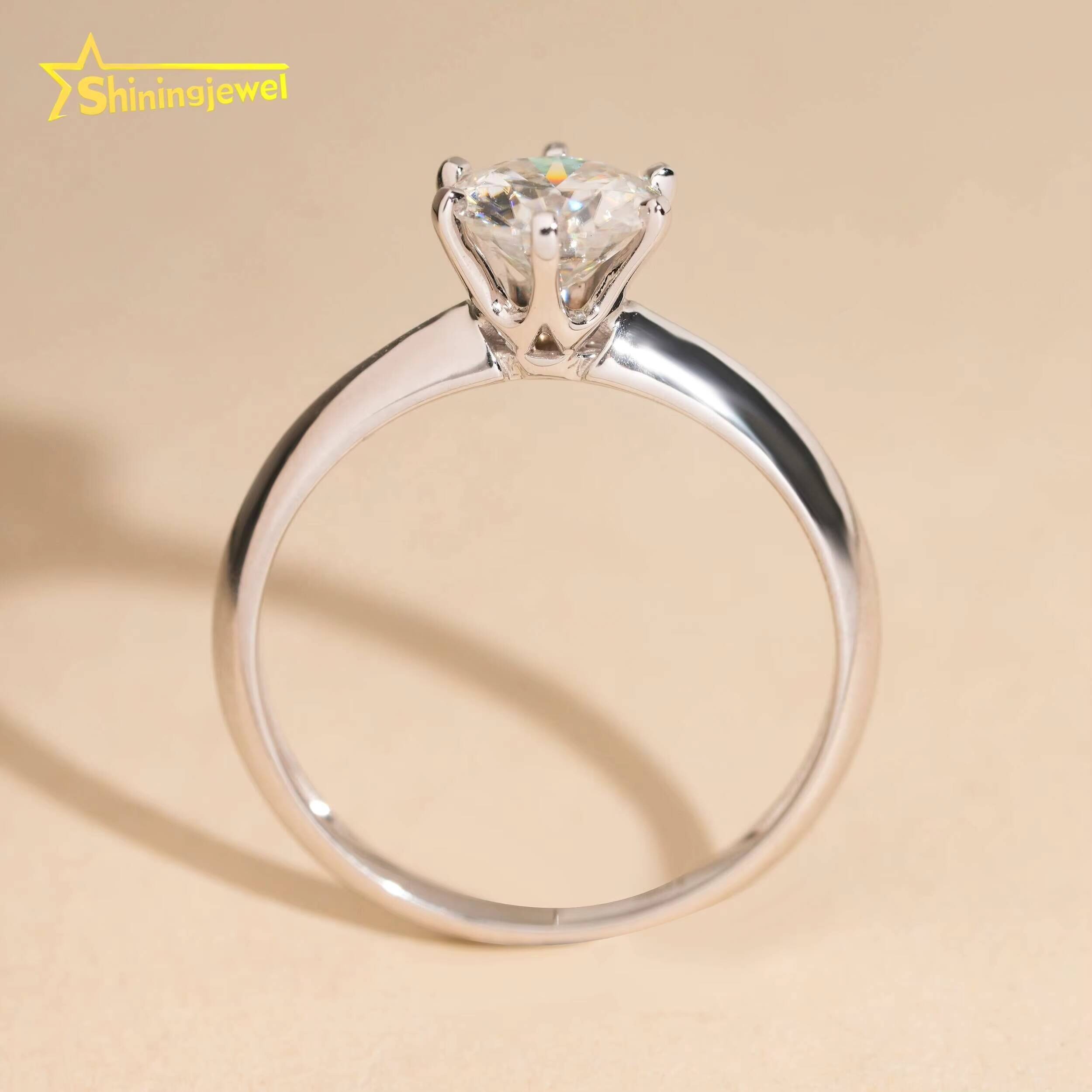 Classic 6 Prongs D Color 10k Solid Gold 1ct Moissanite Wedding Engagement Rings for Women
