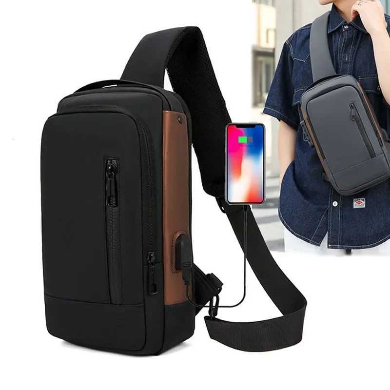 Fashion Business Mens Crossbody Bag AntiTheft Password Lock Mens Chest Bag With USB Charging Port Travel Shoulder Bag for ManW251028