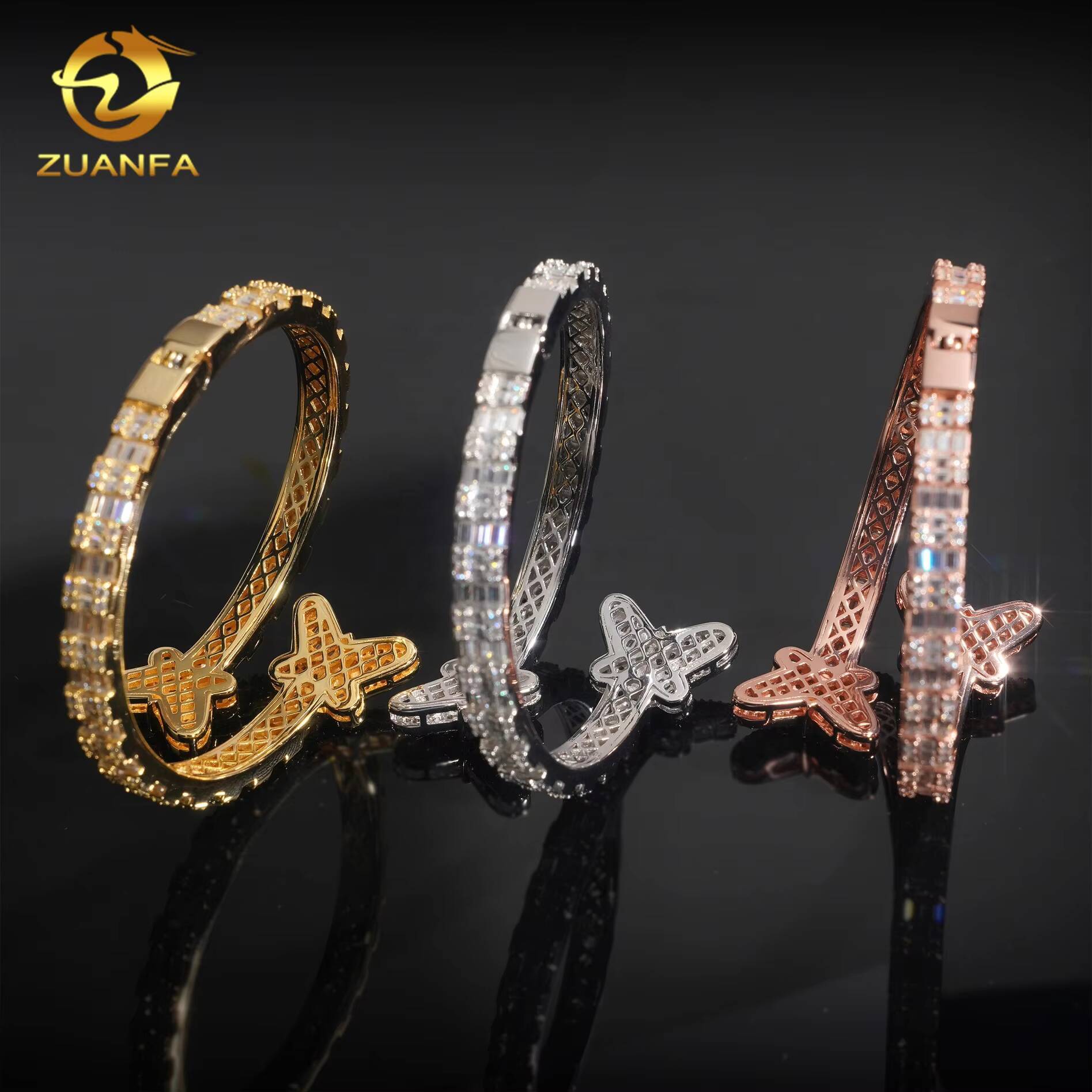 Iced Out Sterling Silver 925 Hip Hop Jewelry VVS Moissanite Diamond Bracelet Bangle Men