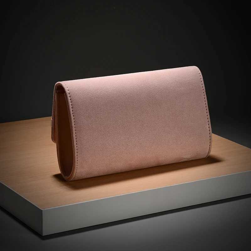 Fashion Solid Color Flannelette Hand Evening Dress Bag with Bow Decorated Banquet Gift Chain Shoulder Crossbody Bag H251027