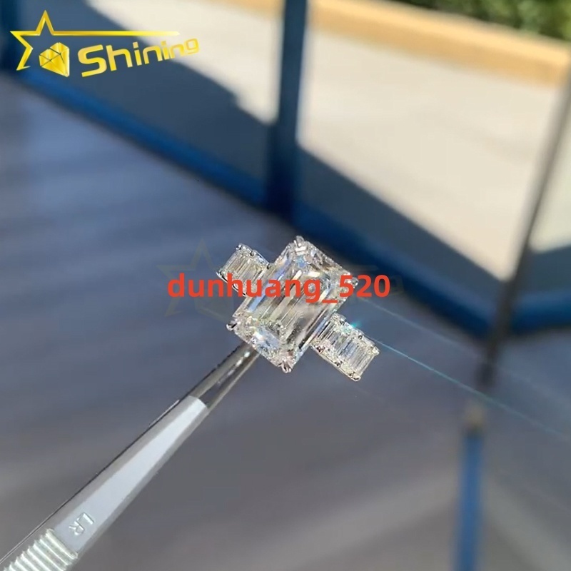 Custom CVDHPHT Emerald Lab Diamonds Luxury 14K Real Gold Emerand Cut Band Moissanite Diamonds WeddingEngagement Rings