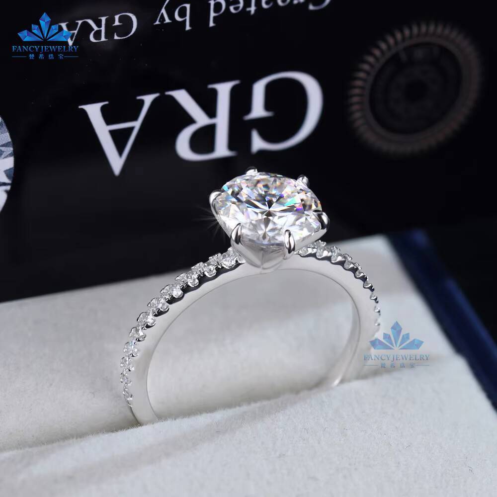 925 Sterling Silver Promise 1CT 2CT 3CT S925 Solitaire Halo Wedding Engagement Moissanite Ring for Women