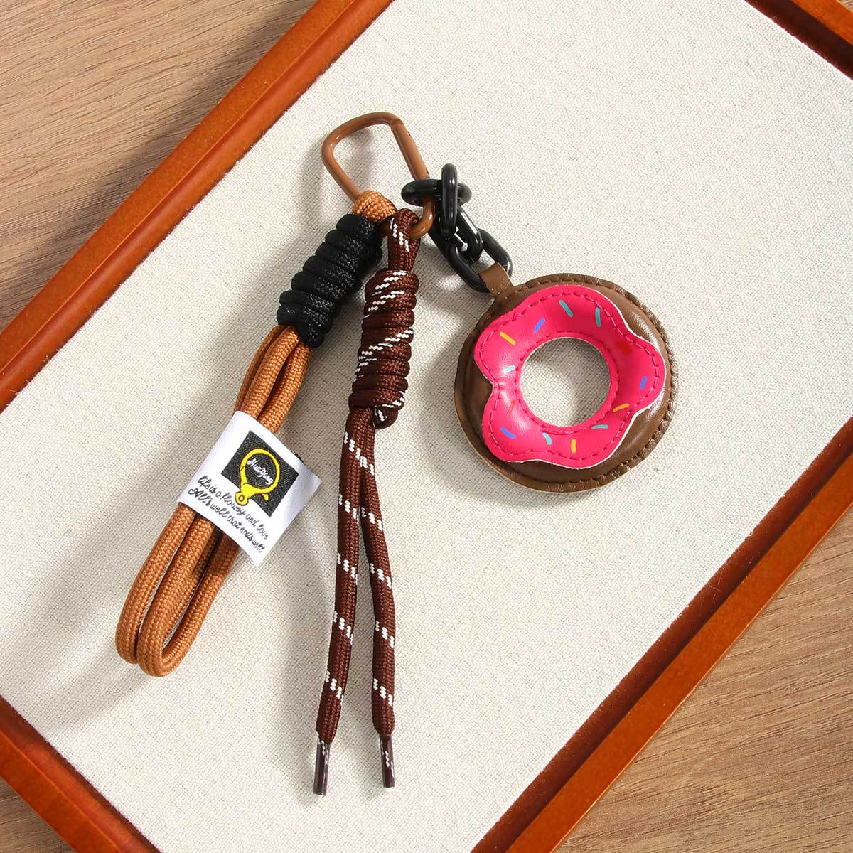New Style Donut Leather Maillard Color Cross border Hot Selling Bag Charm Keychain Phone Lanyard Pendant