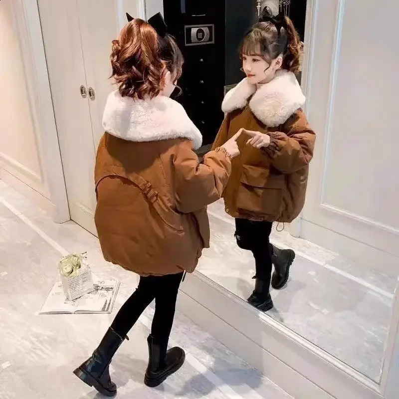 Girls Thicken Coat Winter Fleece Lined Jacket Children Warm Cotton Clothes Autumn Kids Fashion Casual Parkas 251027