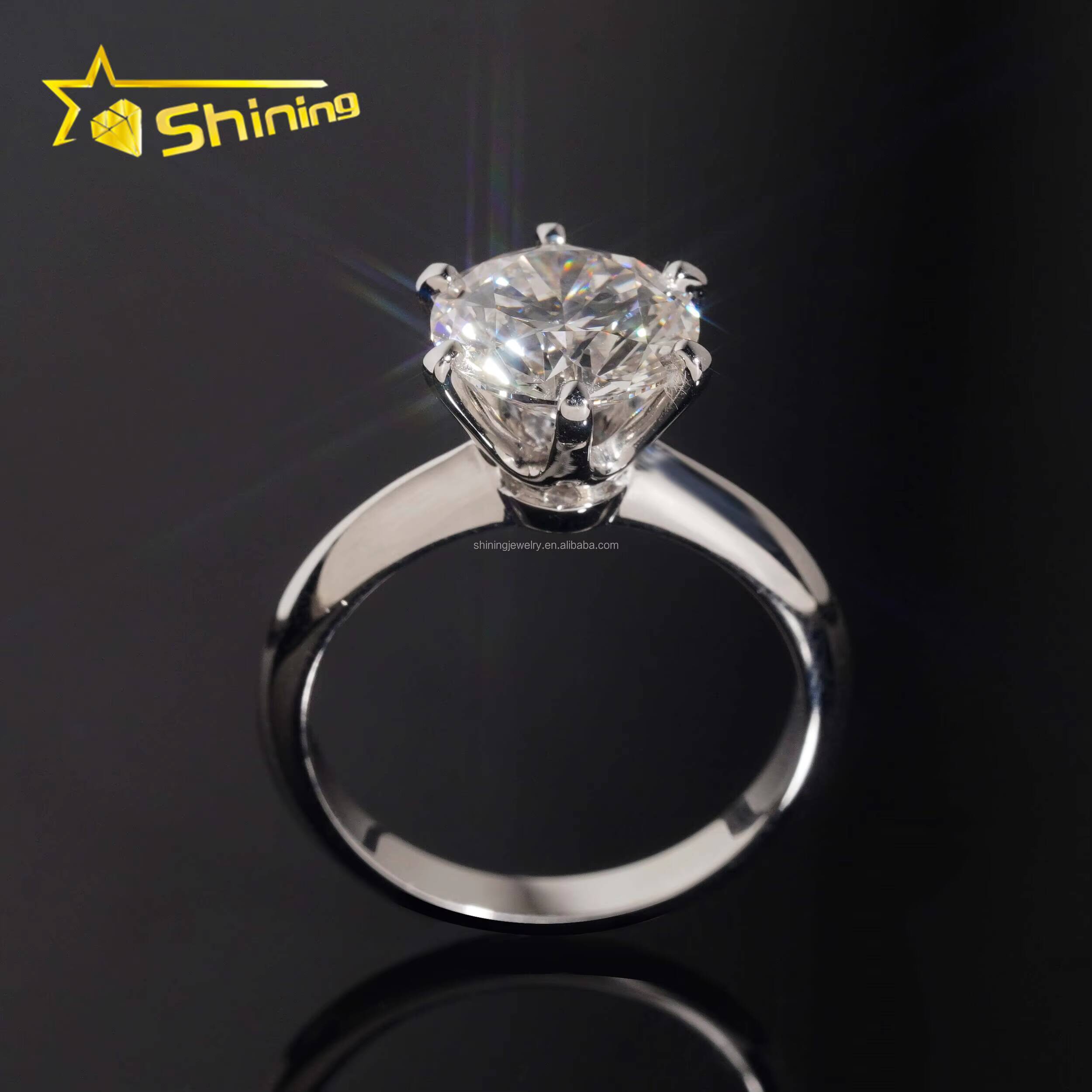 Customized Bridal Jewelry 18K White Gold Luxury Fiance Engagement Ring 3Ct Round Brilliant Lab Grown CVD Diamond Solitaire Ring