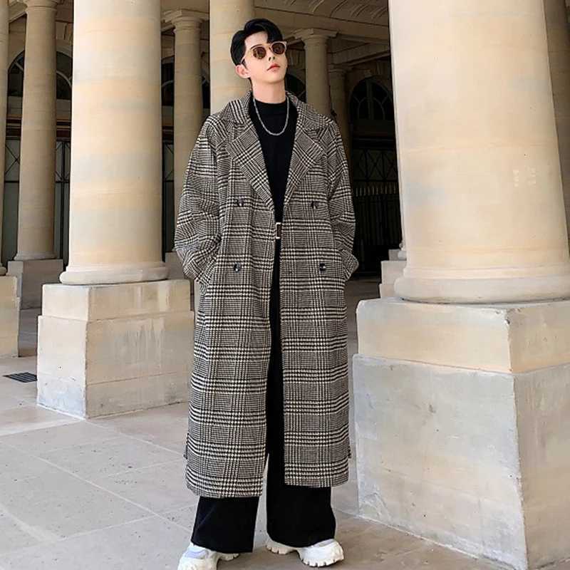 LUZHEN Checked Printed Loose Belt Decorate Kneelength Windbreaker Coat Mens Autumn 2025 Elegant Handsome Trench Clothes JY4493 X251028