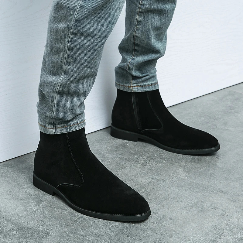 Arrival Nubuck Suede Leather Boots Men High Top Trend Retro Boots Personality Fashion Mens Casual Chelsea Winter Ankle Boots 251023