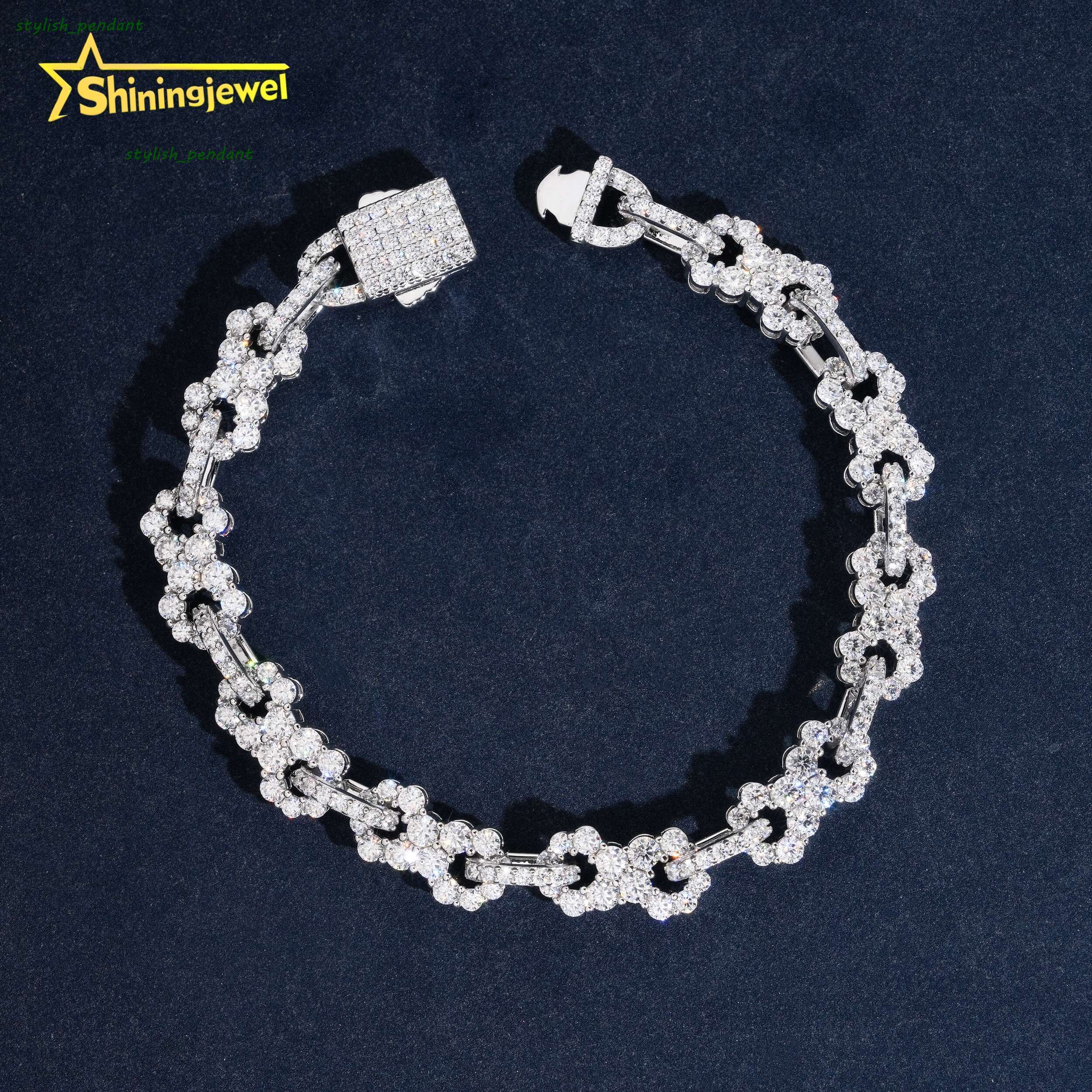 85mm Iced Out Infinity Bracelet VVS Moissanite 925 Silver Fine Hip Hop Moissanite Jewelry Tennis Chain Diamond Bracelet