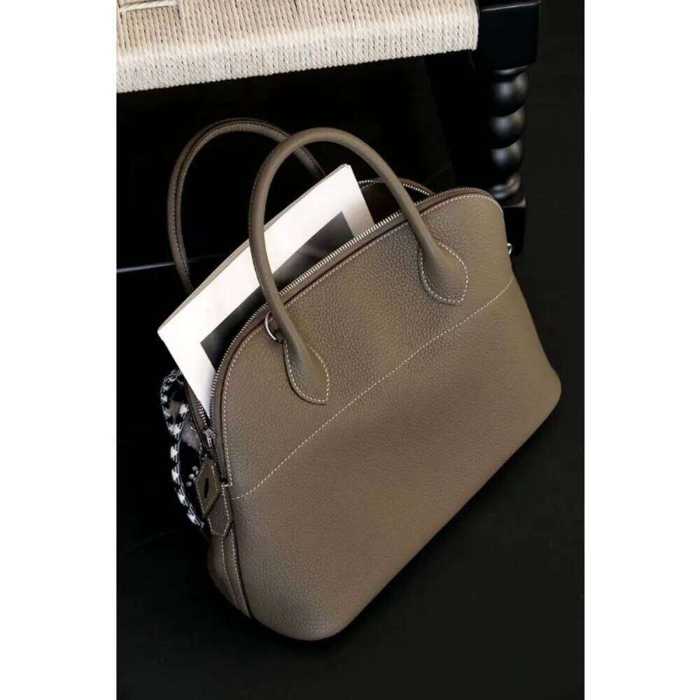 Designer Bags Premium Semi-Handmade First-Layer Cowhide Bowling Portable Shoulder Large Shell Bag Commuting Temperament Versatile Hot Selling