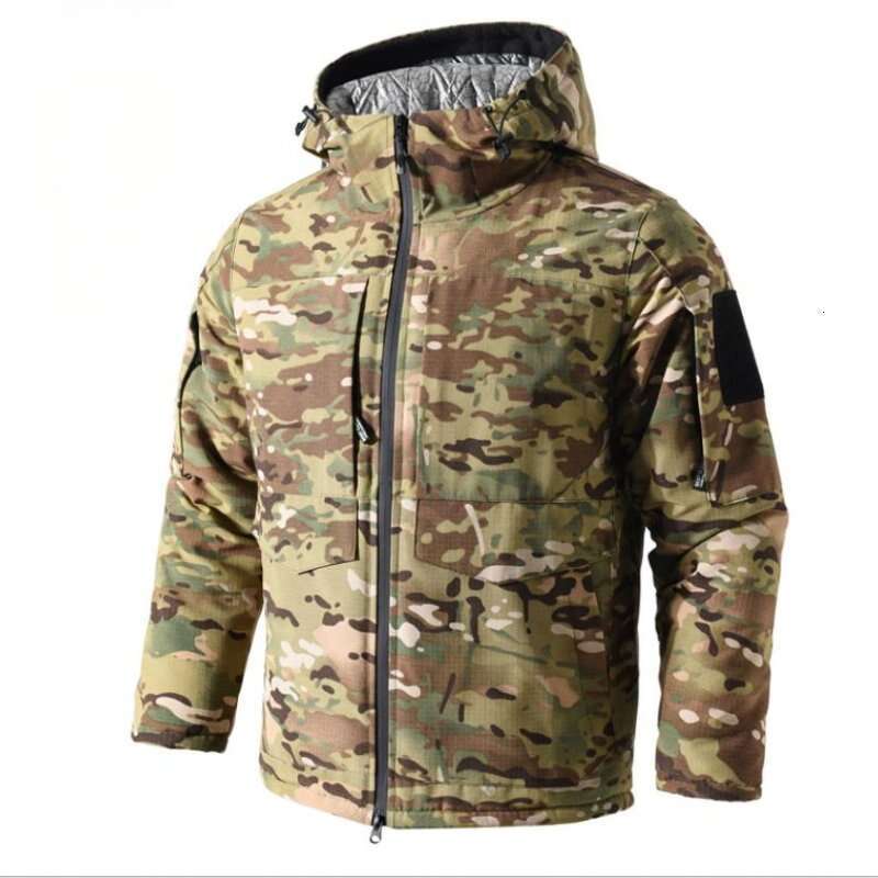 Camouflage Tooling Mens Hooded Parkas Thickened Winter Durable Multiple Pockets Outdoors Working Cotton Jackets Warm Windbreaker