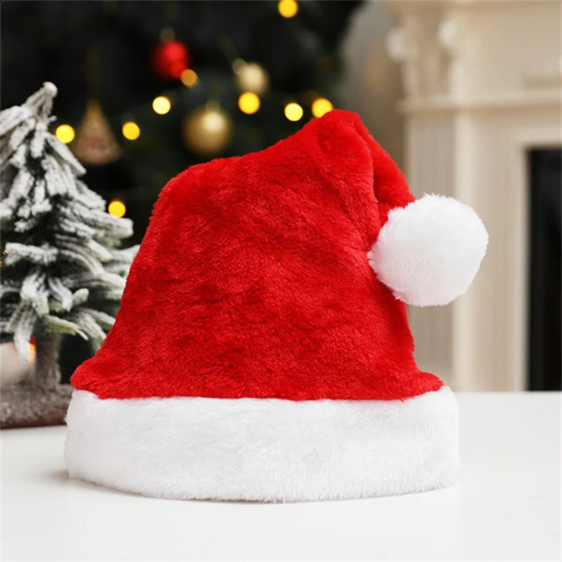 Christmas Santa Hat For Adults And s Unisex Velvet Cozy short Plush Red Xmas Hats Years Holiday Party Supplies 251023