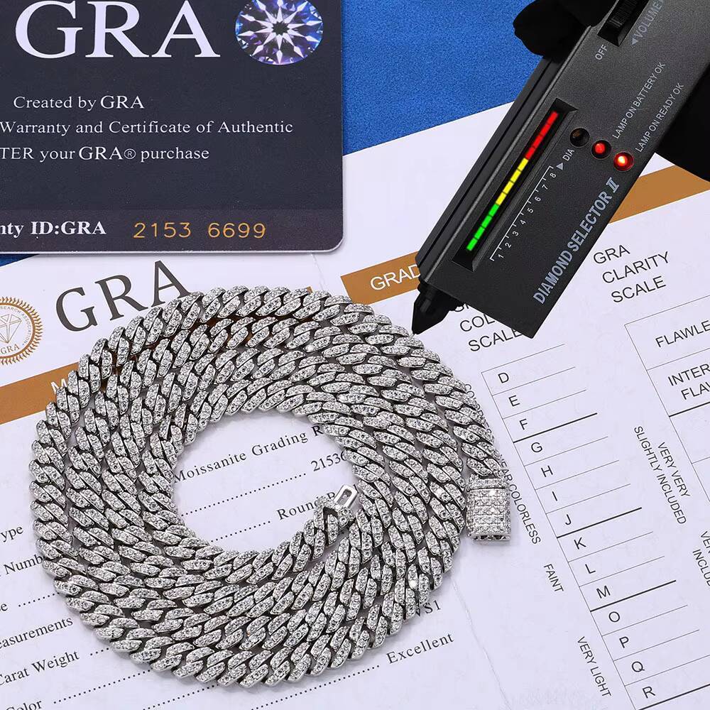 New Arrivals 6MM 925 Sterling Silver Gold Plated Cuban Link Chain VVS D Color Hip Hop Moissanite Necklaces Stocks Available