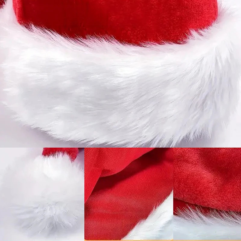 75cm Christmas Black Red Plush Hat Santa Novelty Hat s Christmas Decorations For Year Home Santa Claus Gift Party Goods 251024