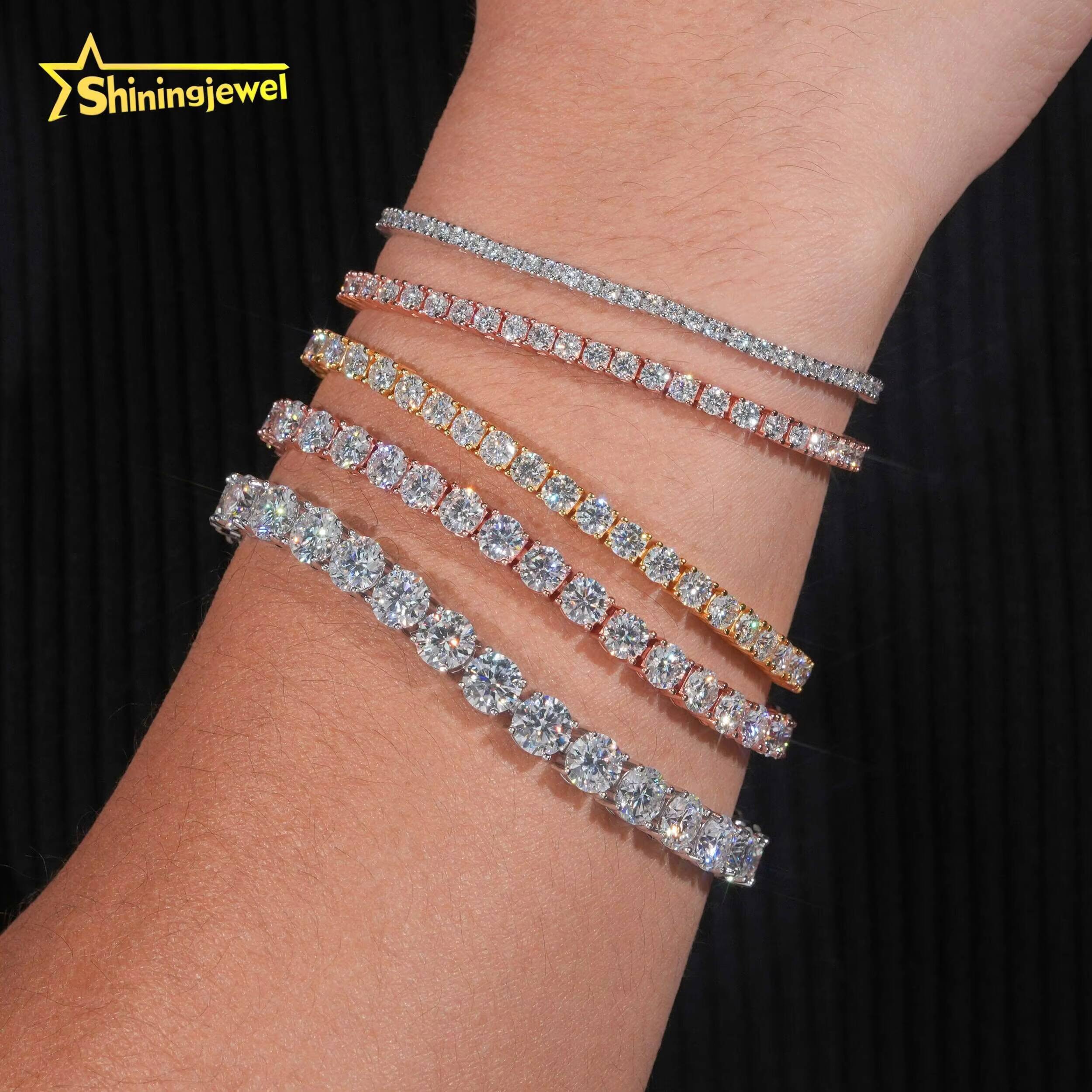 Hot Sale Classic Men Women Prong Setting D Color VVS 925 Silver Hip Hop Moissanite Tennis Bracelet