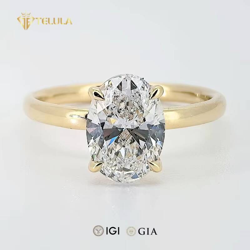 Solitaire Labgrown Diamond Igi Certified Wedding Rings Vvs d Oval Pear Emerald Cut Pure Gold Engagement Synthetic Diamond Ring