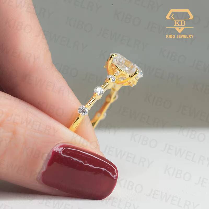 New Design Fashion Jewelry Rings 925 Sterling Silver Gold Plated Moissanite Wedding Rings Jewelry Women