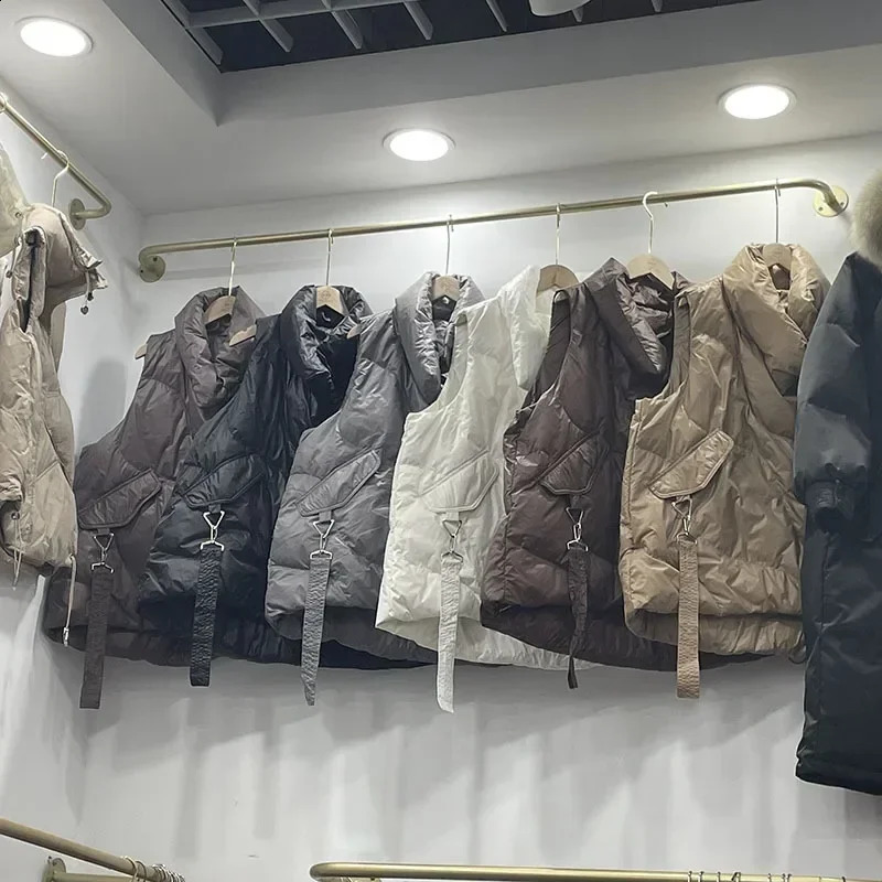 Winter Down Cotton Vest Women Loose Solid Sleeveless Jacket Coat Female Black White Warm Vests Autumn Lightweight Waistcoat 251027