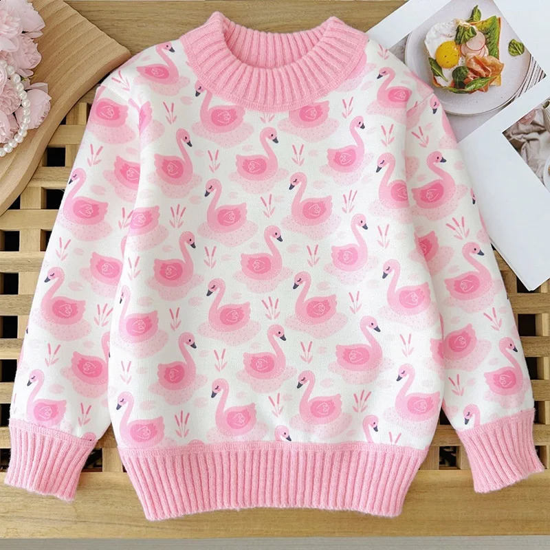 Girls Sweater Thickened AutumnWinter Fashionable Versatile Childrens Knitted Sweater Girls Top Sweet and Cute 251027