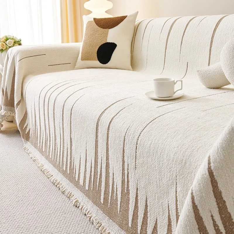 Fluffy Geometric Jacquard Warm Soft Sofa Towel with Tassels for Living Room Couch Cover Blanket C251028