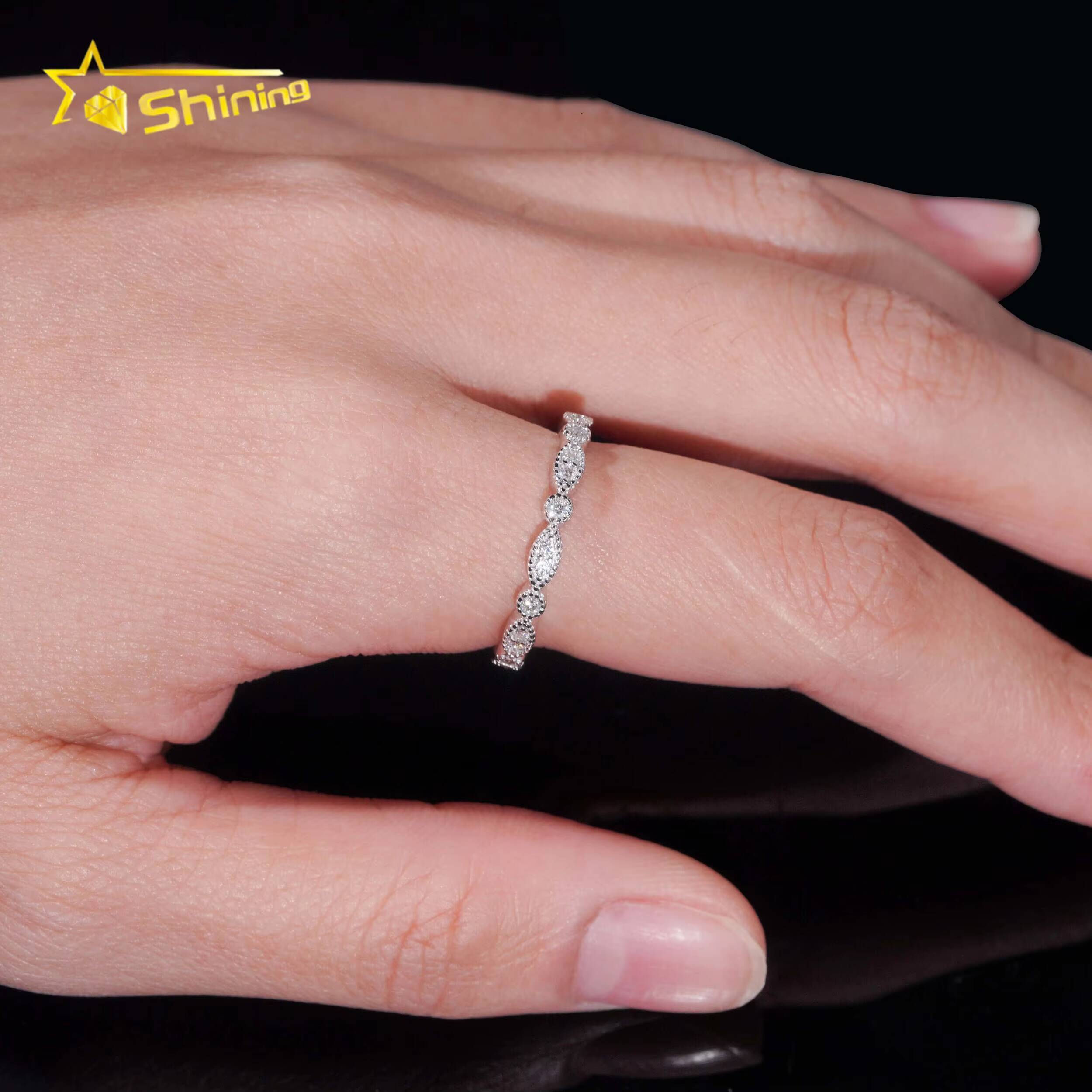 New Arrival Tiny Iced Out Eternity 925 Silver Diamond Engagement Ring VVS Moissanite Womens Rings