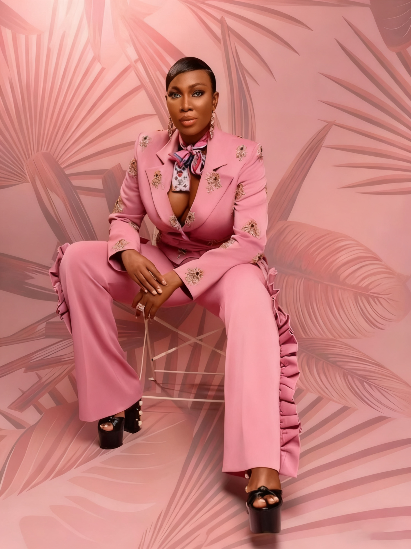 Fashion Women Suits 2 Pieces Office Ladies Work Appliques Jacket Blazer Ruffles Birthday Party Customized Outfits