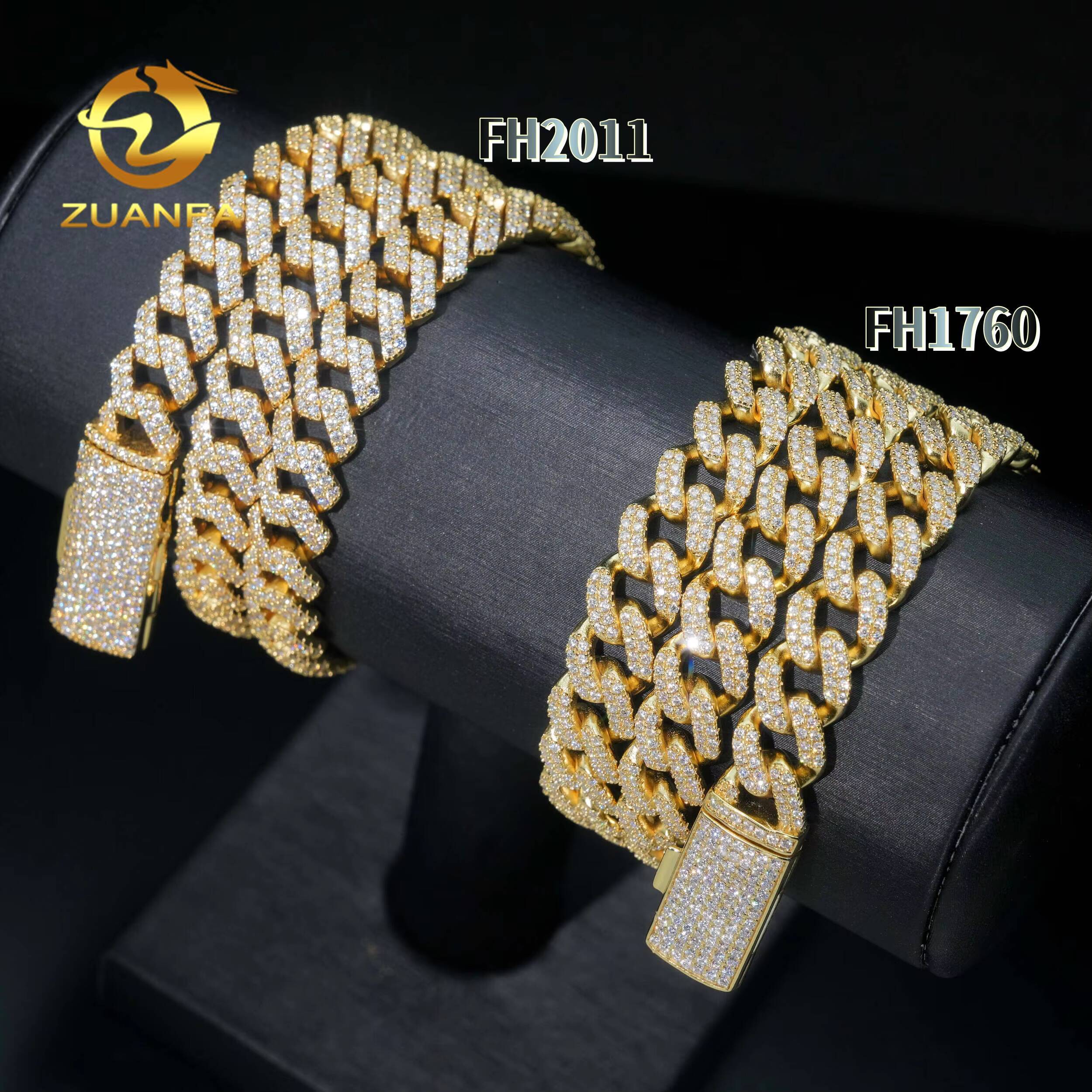 Everyday Moissanite Chain Cuban Links Prong Chain 925 Silver Oval Shape Cuban Link Chain Necklace Rose Gold Plated