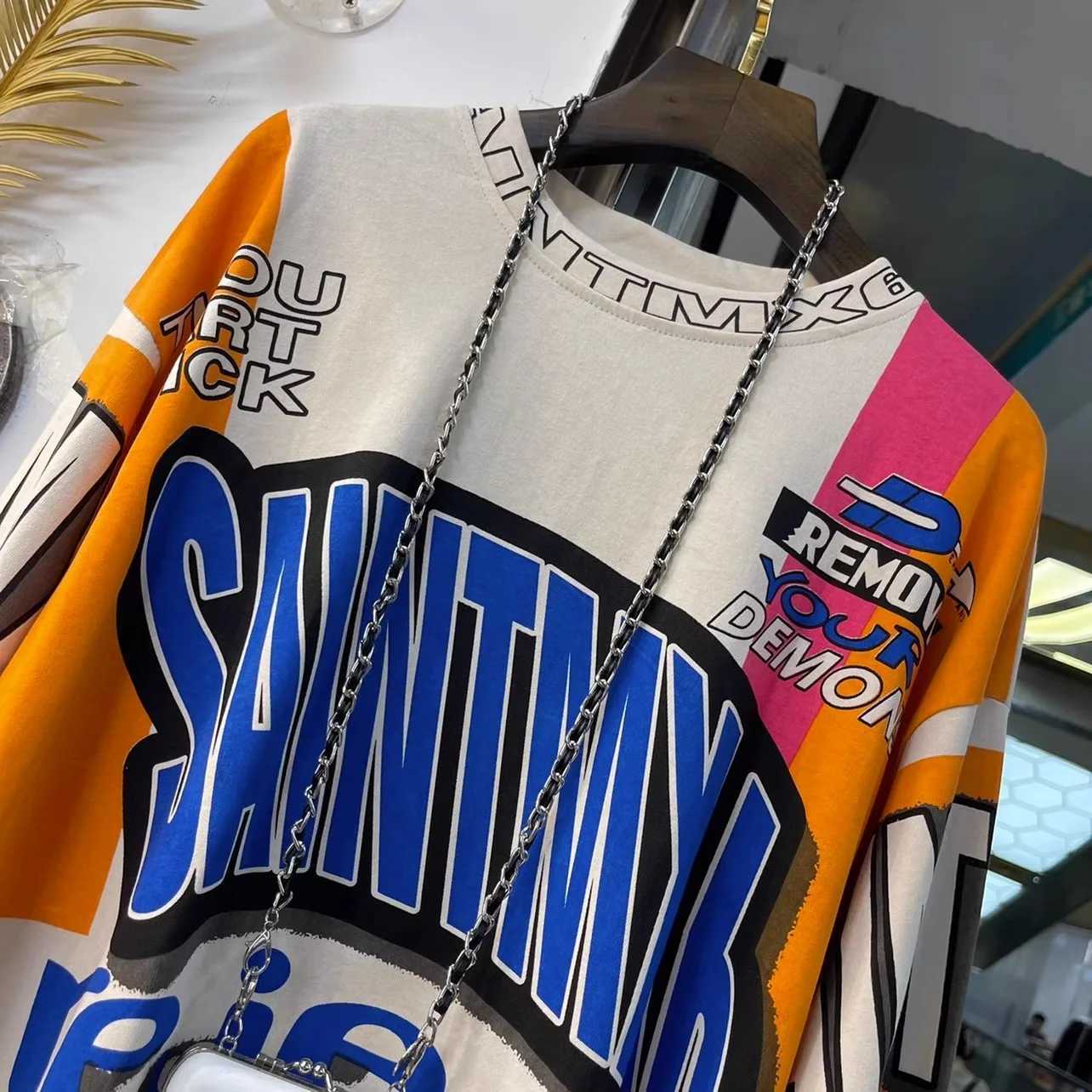 Oversized clothes Spring new style printed fashion graffiti Maillard top womens long slve Tshirt X251028