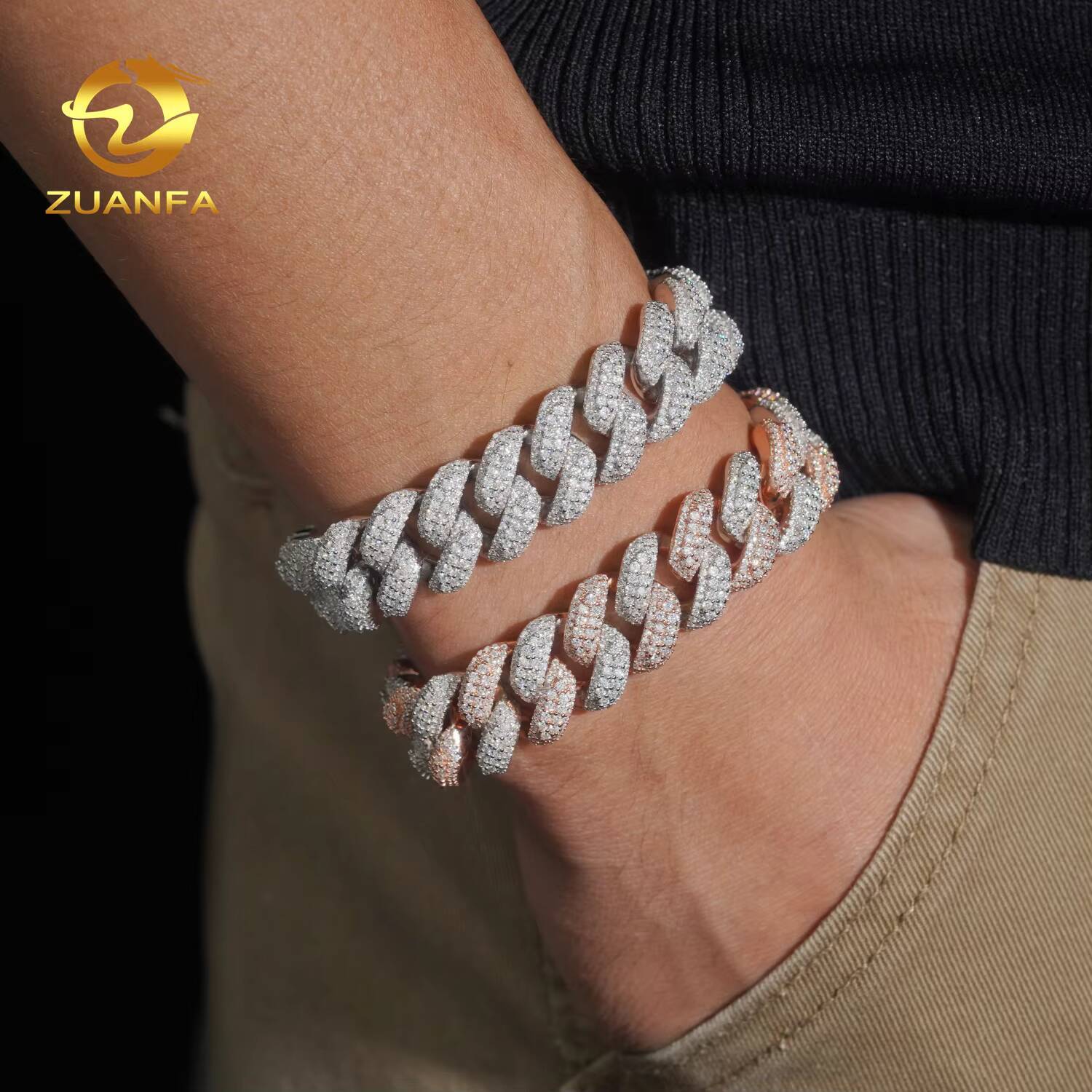 Hip Hop Jewelry for Rapper VVS Moissanite Cuban Link Bracelet 16mm 925 Silver Miami Cuban Bracelet Pass Diamond Tester