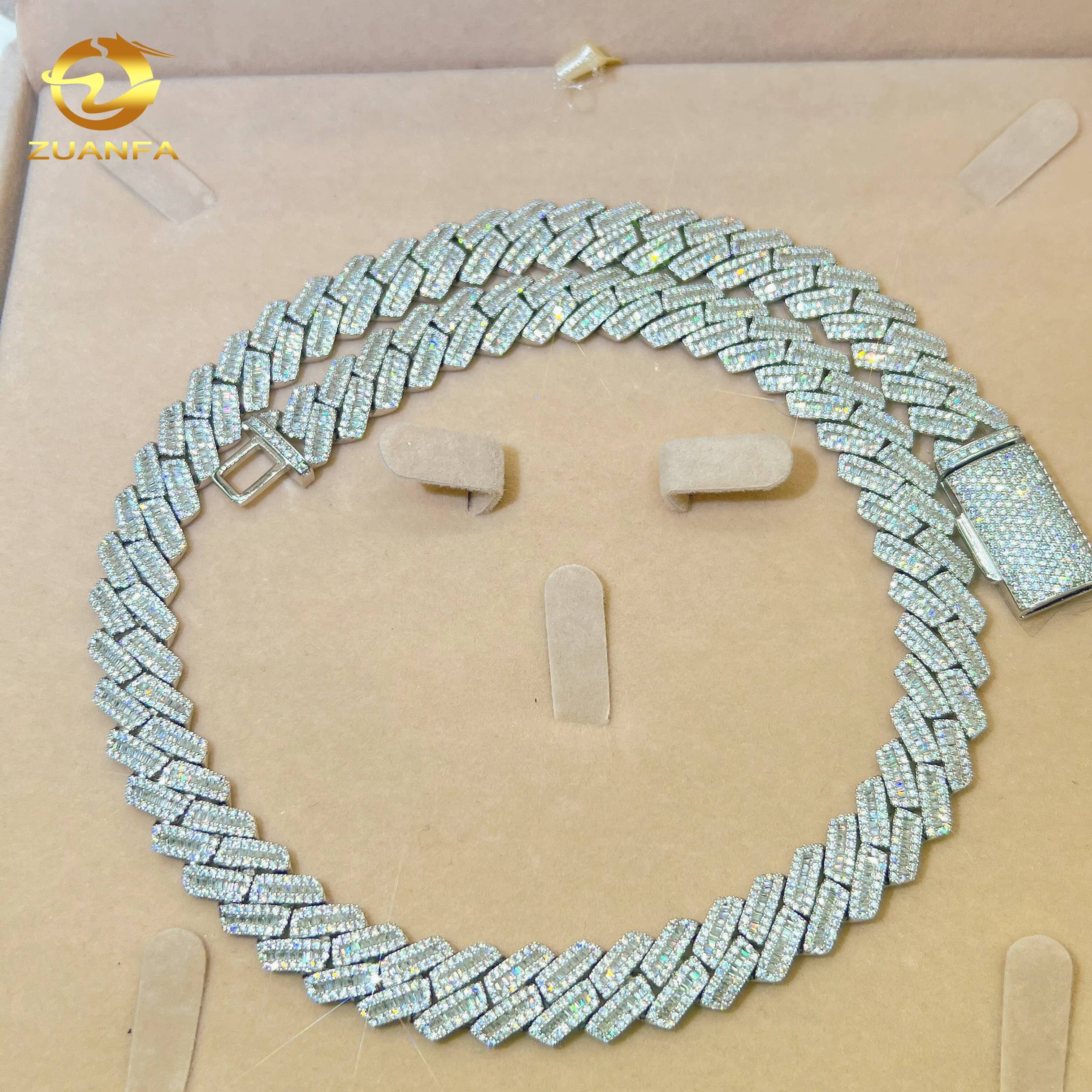 12mm Fine Jewelry Luxury 925 Sterling Silver VVS Moissanite Platinum Hip Hop Custom Iced Out Cuban Link Chain