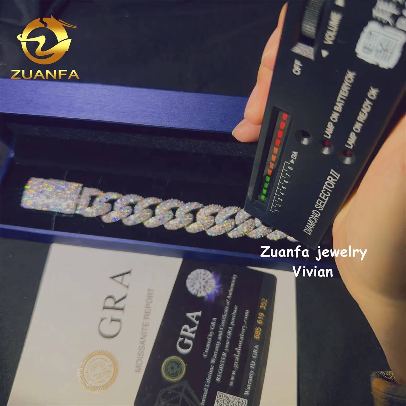 GRA Certificated 18mm Vvs Moissanite Hip Hop Jewelry Iced Out Silver 925 Diamond Cuban Bracelet Cuban Link Chain