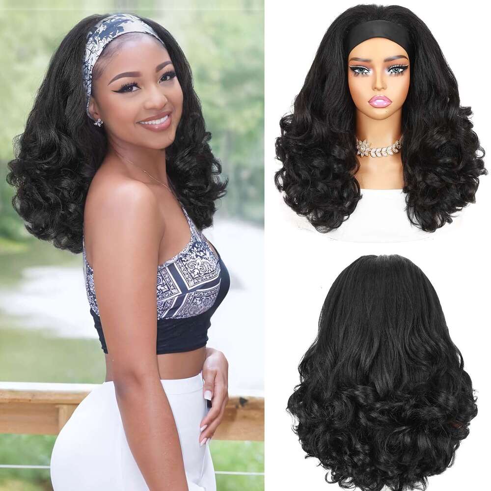 Women's Elegant Curly Wave Headband Wig Heat-Resistant Hair Elastic Net Natural Look Everyday & Special Events Easy To Style With Perfect For Par