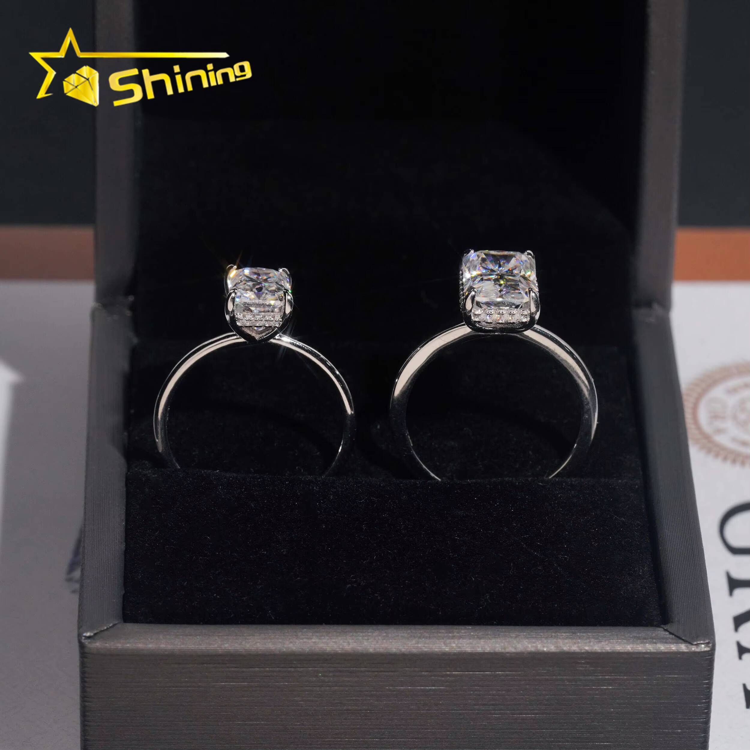 New Customized Moissanite Engagement Ring for Women 925 Sterling Silver 3CT Radiant Cut Moissanite Diamond Ring