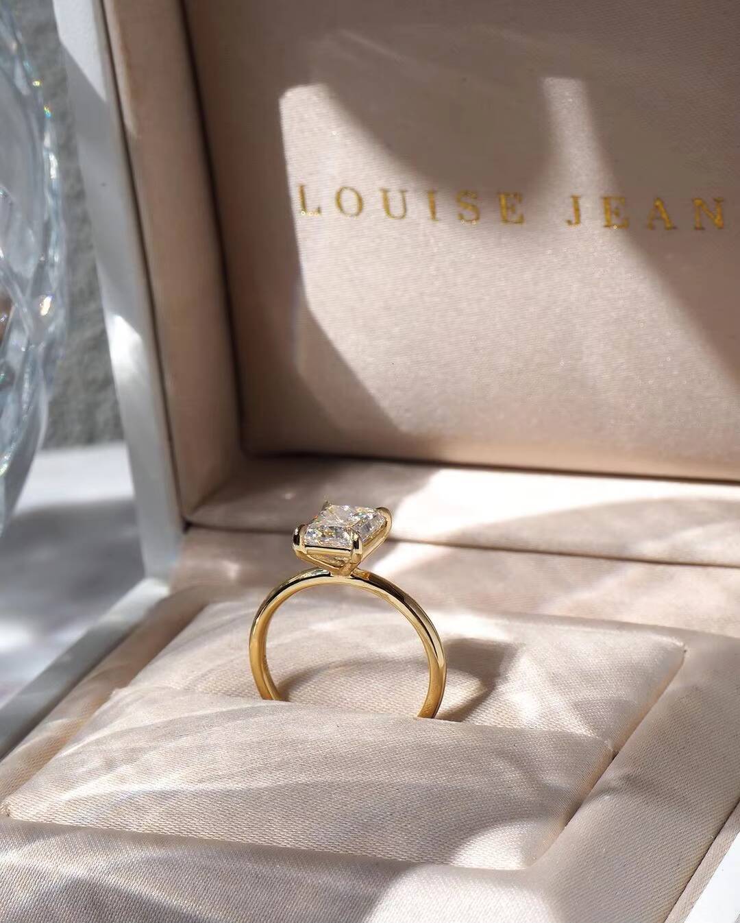 14K Yellow Solid Gold 9x7mm 3Carat Ice Out Radiant Cut Moissanite Engagement Ring Wedding Gold Plated Rings for Women