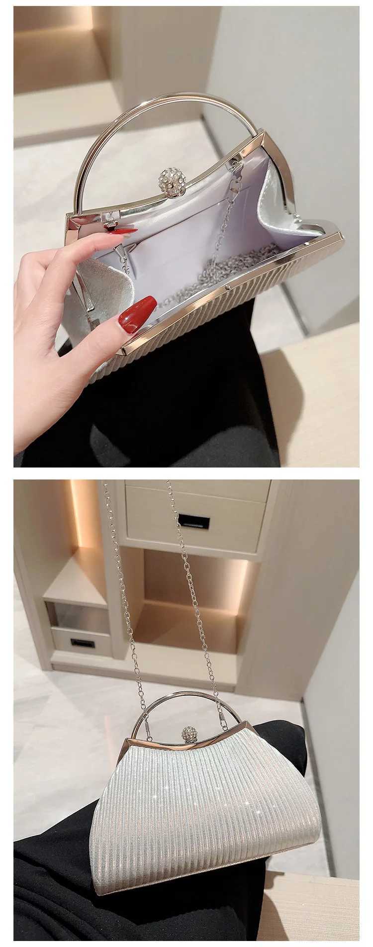 Womens Shiny Clutch Bag with Large Capacity for Wedding Party New Fashion Shoulder Handbag Elegant Evening Purse H251027